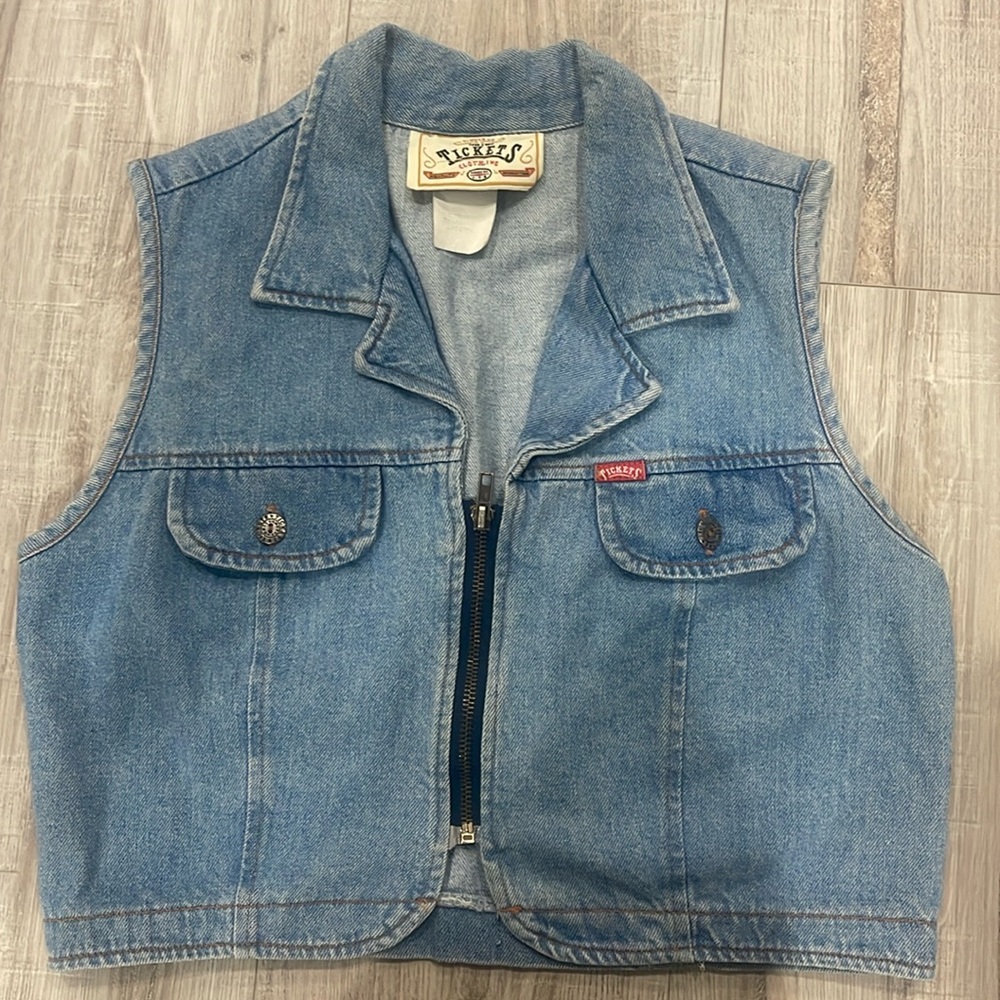 Vintage Tickets Denim crop Jean jacket Sz S